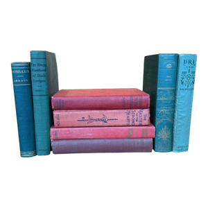Set of 8 Antique Vintage Decor Designer Collection Hardcover Books Red Green Decor