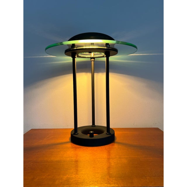 Vintage Space Age Saturn Banker's Desk Lamp attributed to Robert Sonneman, 1980s For Sale - Image 4 of 11