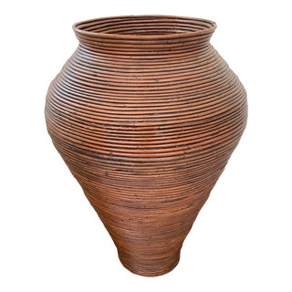 Large Vintage Gabriella Crespi Style Pencil Reed Floor Vase For Sale