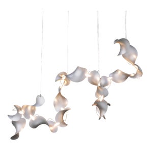 Dune 16 Spiral Chandelier with Silver Anodized Shades by Daniel Becker For Sale