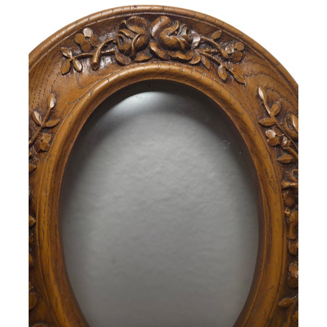Vintage Hand-Carved Oval Cabbage Rose Wood Frame With Relief Detail ...