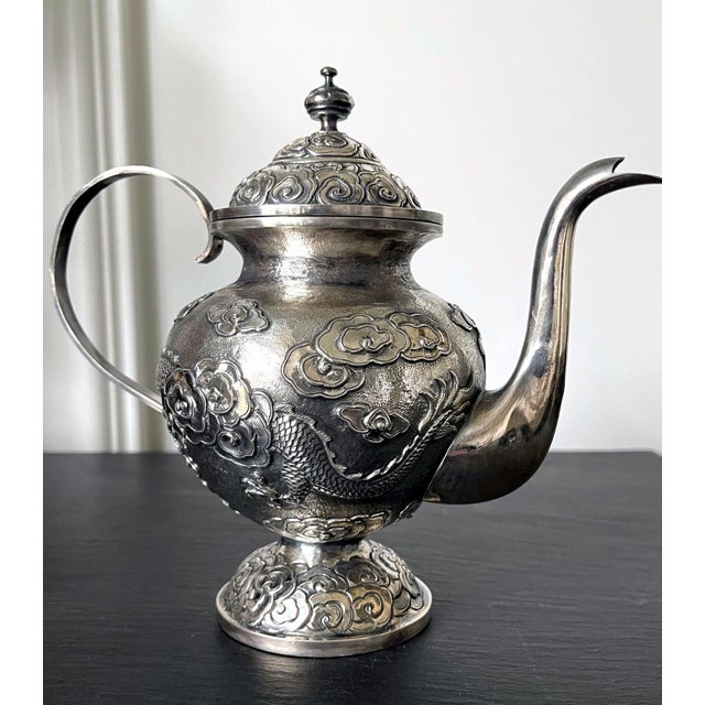 Metal Early 20th Century Chinese Export Silver Tea or Coffee Service by ZeeSung - 3 pcs For Sale - Image 7 of 18