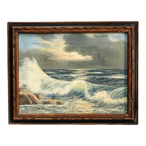 Wonderful Framed Vintage Mid Century Seascape Ocean Coastal Oil Painting Home Wall Decor