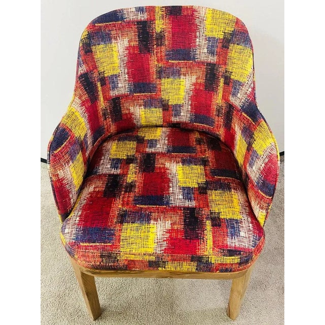 Mid-Century Modern Style Chair Multicolor Upholstery and Walnut Frame, a Pair For Sale - Image 4 of 13