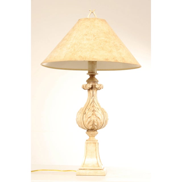 Late 20th Century Late 20th Century Italian Tuscan Style Foliate Carved Table Lamp For Sale - Image 5 of 13