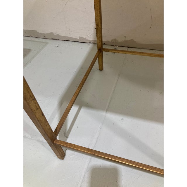 Gilt Finish on Metal Table With Antique Glass Top -2 For Sale In Los Angeles - Image 6 of 10