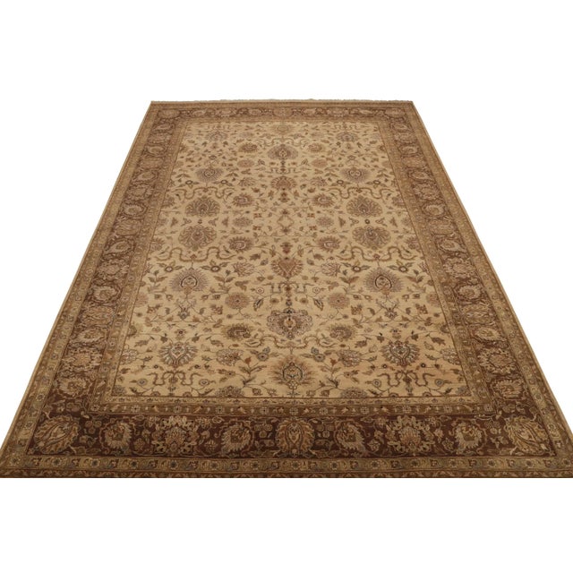 Traditional Rug & Kilim’s Persian Style Rug in Beige-Brown and Gold Floral Pattern For Sale - Image 3 of 6