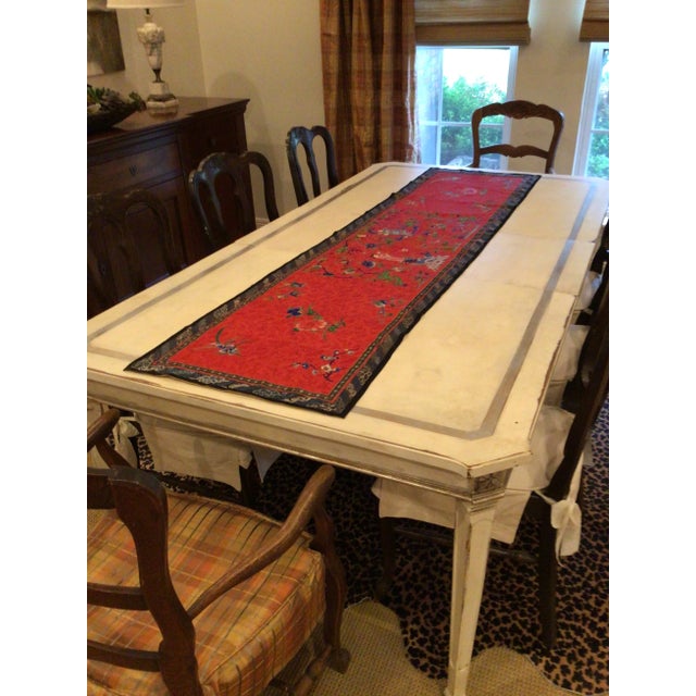 1910s Red Chinese Silk Table Runner For Sale - Image 10 of 10