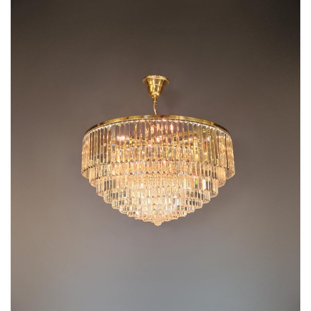 Postmodern Modern Gold Brass Round Chandelier Art Nouveau XXL For Sale - Image 6 of 11