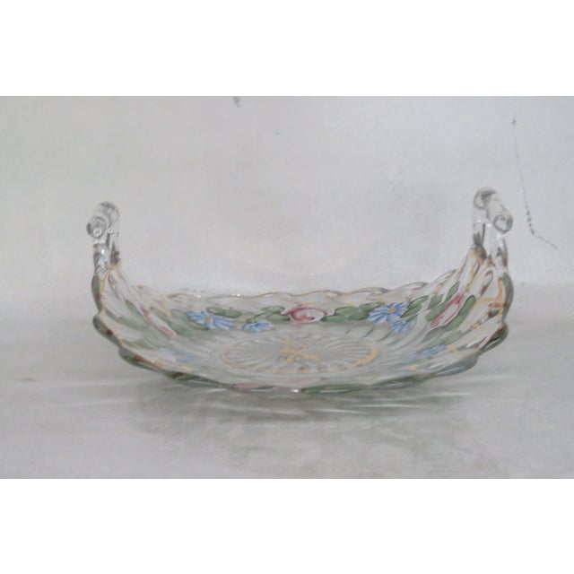 Hand Painted Upturned Handles Serving Dish Tray With Handles For Sale - Image 4 of 12