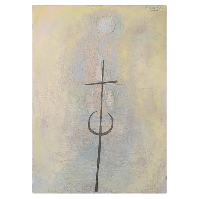 Abstract Painting with Cross For Sale