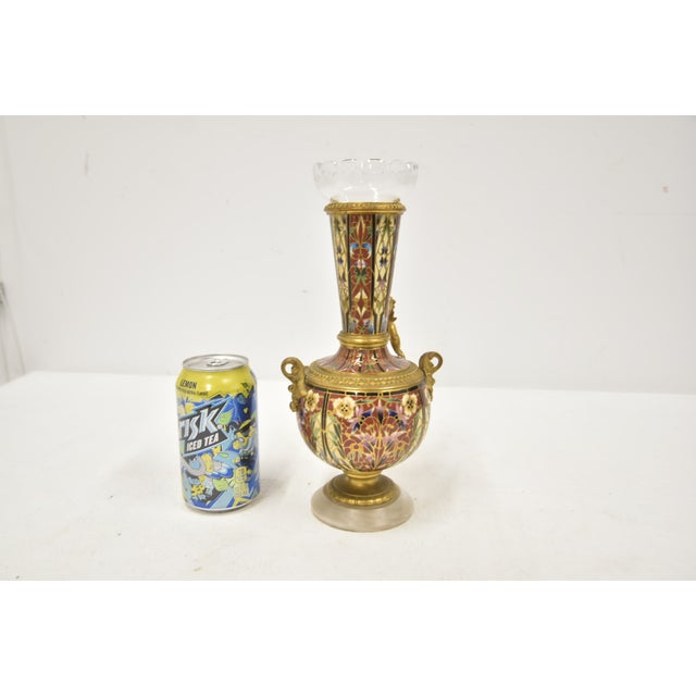 Bronze French Bronze & Champleve Enamel Vase For Sale - Image 8 of 10