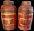 RARE Large 19th Century Chinese Tea Tins PAIR Tall Asian mercantile toleware tea tins in vibrant red with Chinese...