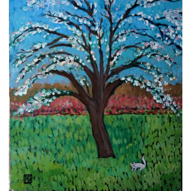 "Spring Time in My Backyard" Acrylic Painting For Sale