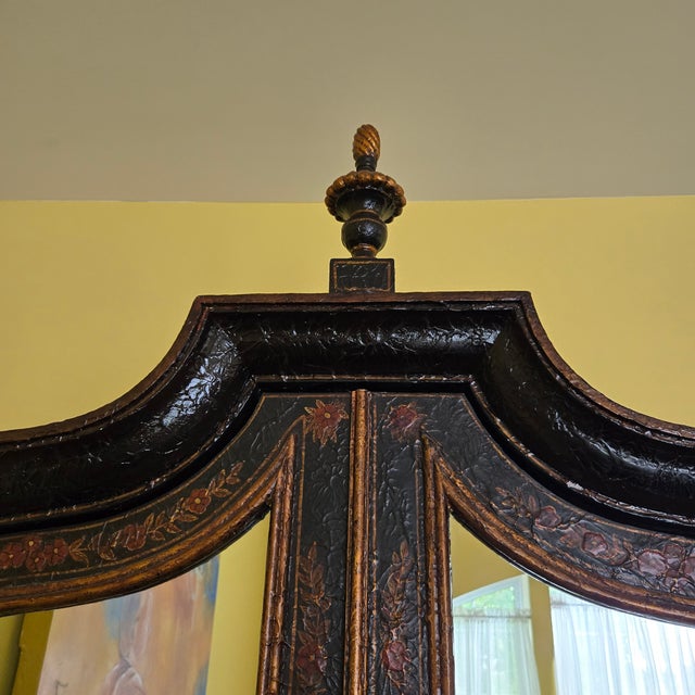 Chinoiserie Unique Maitland-Smith Textured Chinoiserie Secretary Slant Front Mirrored Doors Stunning For Sale - Image 3 of 18