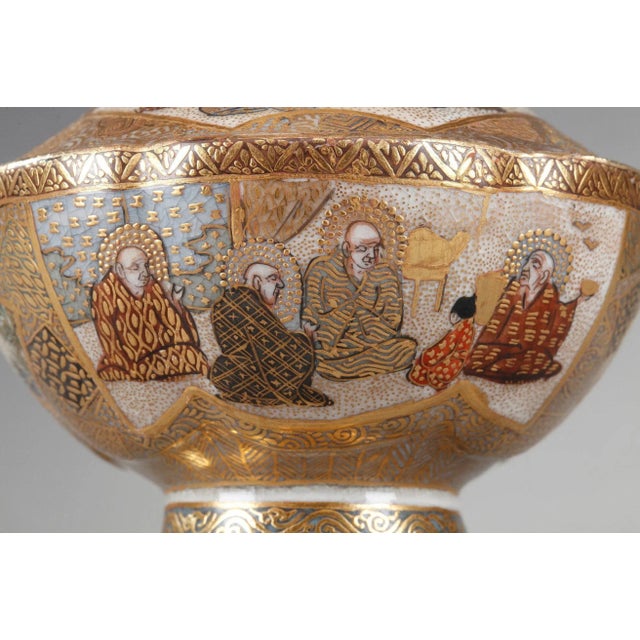 1900 - 1909 Small Tripod Satsuma Vase Decorated with the 18 Luohans, 19th Century For Sale - Image 5 of 16