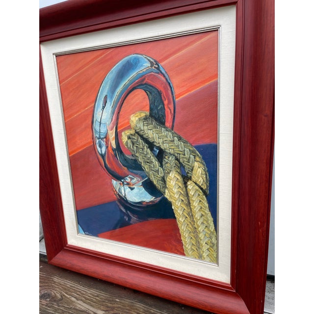 Traditional Vintage Original Yachting Painting by Lake Tahoe Artist Andrew Bolam - Framed For Sale - Image 3 of 12