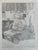 A wonderful interior scene. A woman in a large hat seated on a chaise turned away from us. What is she doing. Is it the...