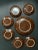 Mid-Century Chocolate Brown & 22k Gold Floral Dessert Plate Set With Freeform Cake Platter — Serving for Six, Set of 7 Pieces For Sale - Image 10 of 11