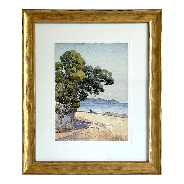 Original Coastal Watercolor Louis Jullien Rousset (1859-1921) For Sale