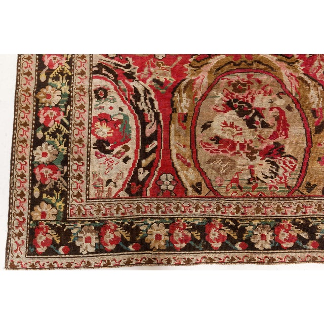 Authentic Caucasian Karabagh Botanic Handmade Wool Carpet For Sale In New York - Image 6 of 7
