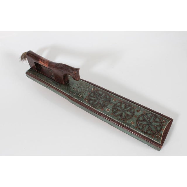 Antique Danish mangle board (clothing and bedding press) dated 1803. It is made from oak wood which is hand carved with a...