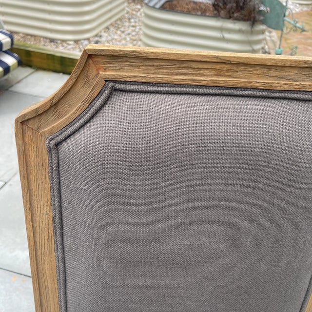 Restoration Hardware Restoration Hardware Custom Louis XVI Dining Chairs – Set of 6, Belgian Linen, Weathered Oak For Sale - Image 4 of 11