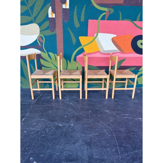 Italian Hank Lowenstein Style Beech and Rush Dining Chairs For Sale In Tampa - Image 6 of 8