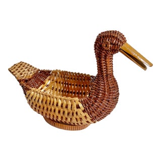 Vintage Wicker Duck Basket For Sale