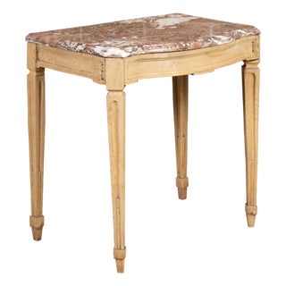 Italian Neoclassical 19th Century Bleached Oak Console Table with Red Marble Top For Sale