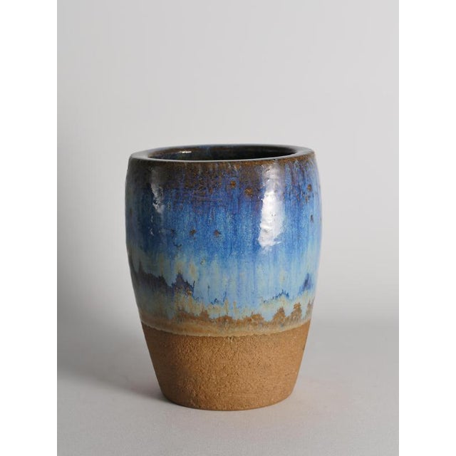 1960s Blue Glazed Studio Pottery Vase by Michael Andersen & Son for Bornholm, Denmark, 1960s For Sale - Image 5 of 13