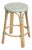 Tobias 24 in. Seat Height Round Rattan Backless Counter Stool, White/Green Dot/ Natural Rattan Frame For Sale