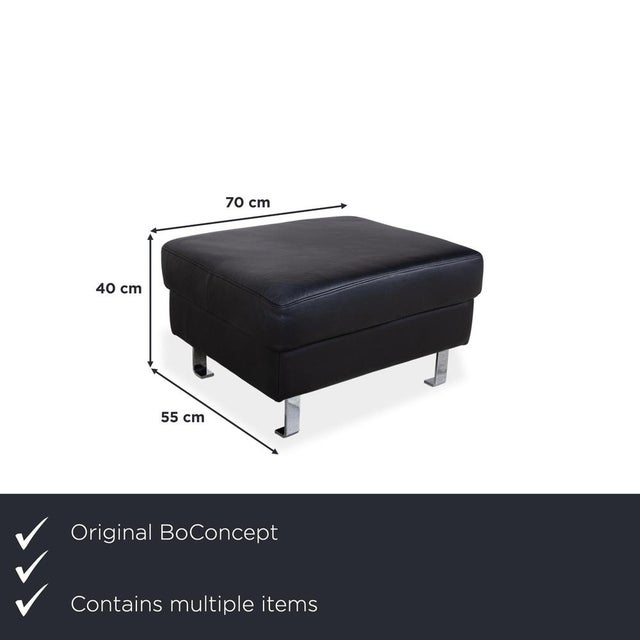 Modern Indivi Set Leather Two-Seater Sofa and Stool in Black by BoConcept, Set of 2 For Sale - Image 3 of 18