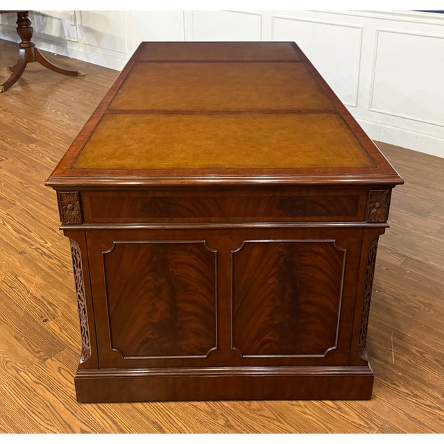 Traditional 72” Mahogany Executive Desk by Leighton Hall - Showroom Sample For Sale - Image 13 of 18