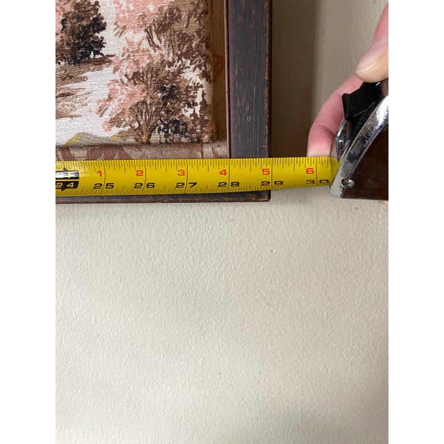 Wood Custom Framed Vintage Toile Barkcloth Fragment Featuring Forest Scene With Deer For Sale - Image 7 of 8