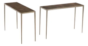 A Pair of Bronze Wash Iron Console Tables, in the Manner of Jean-Michel Frank. Contemporary