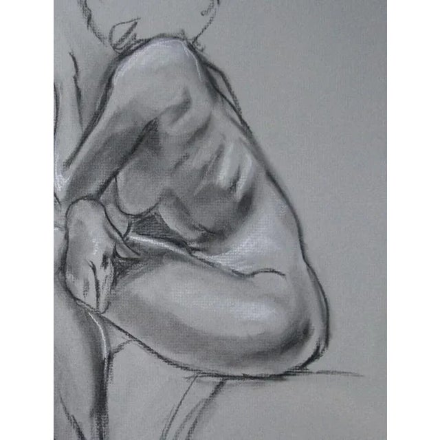 "Quick Sketch V" contemporary charcoal figure drawing from life on 12" x 18" grey charcoal paper. This drawing has been...