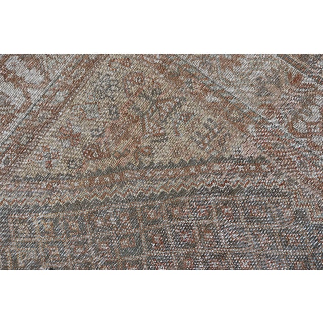 Antique Persian Kurdish Rug in Gray/Brown Background With Taupe Tan & Soft Peach 4'3 X 8'2 For Sale - Image 16 of 16