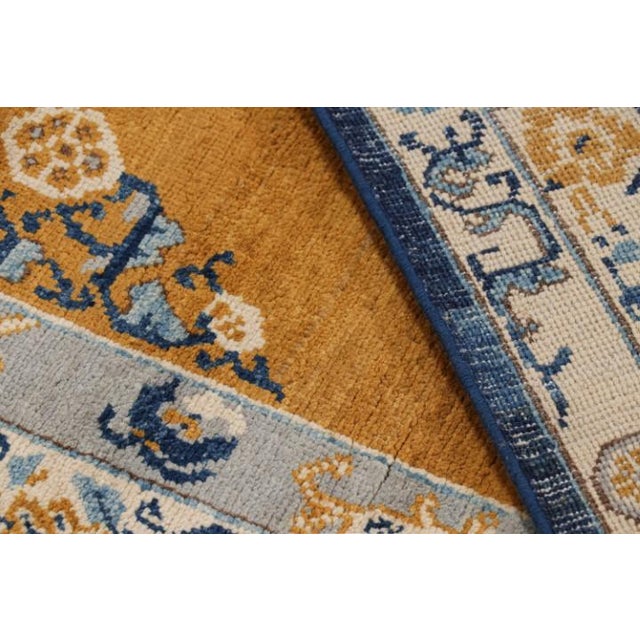Textile Rug & Kilim’s Twin Art Deco Inspired Rugs in Gold With Medallion and Florals For Sale - Image 7 of 7