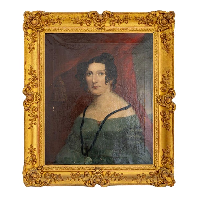 American School Portrait of a Woman Oil, 1836 For Sale