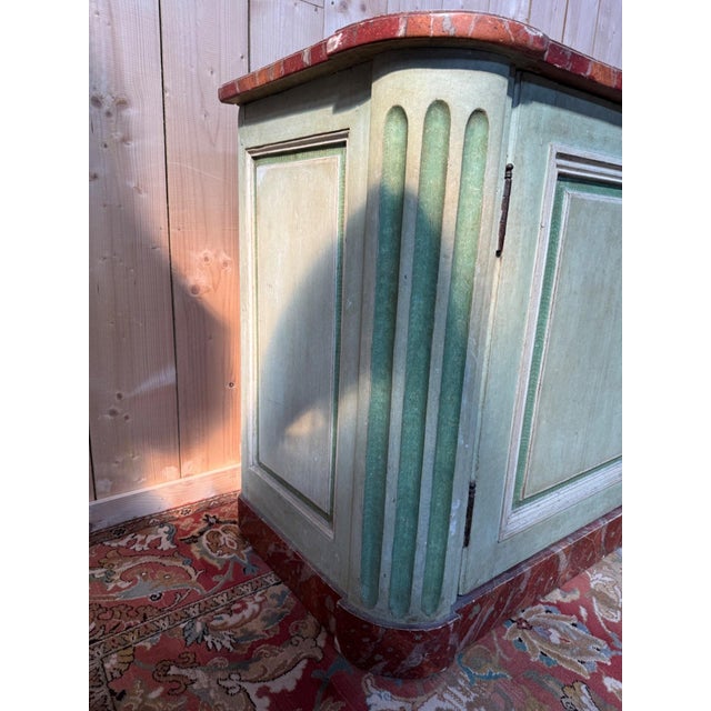 Low Louis XIV Painted Wood and Faux Marble Sideboard with Plinth For Sale - Image 4 of 8