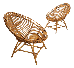 Vintage Bamboo Armchairs, 1960s, Set of 2