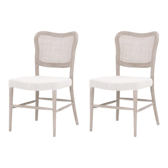 Cela Oak & Cane Upholstered Dining Chairs, Set of 2 For Sale