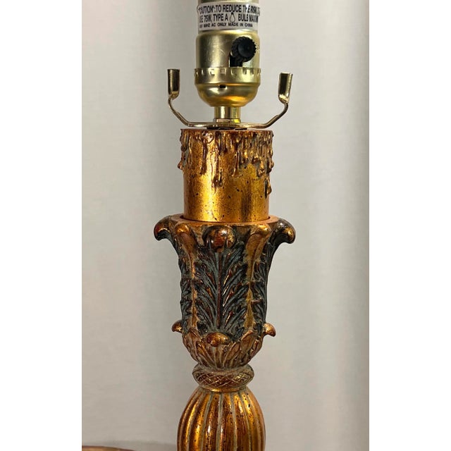 Vintage Regency Gilt Tassel Candlestick Table Lamp For Sale - Image 6 of 10