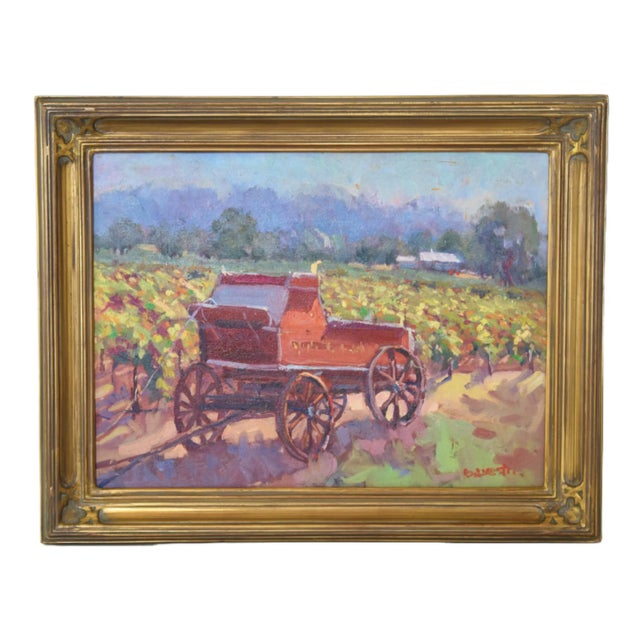 Farmhouse Silvio Silvestri, Listed Artist (1948-2018) California Farmland Landscape Painting W/ Antiqued Ornate Gold Frame For Sale - Image 3 of 10