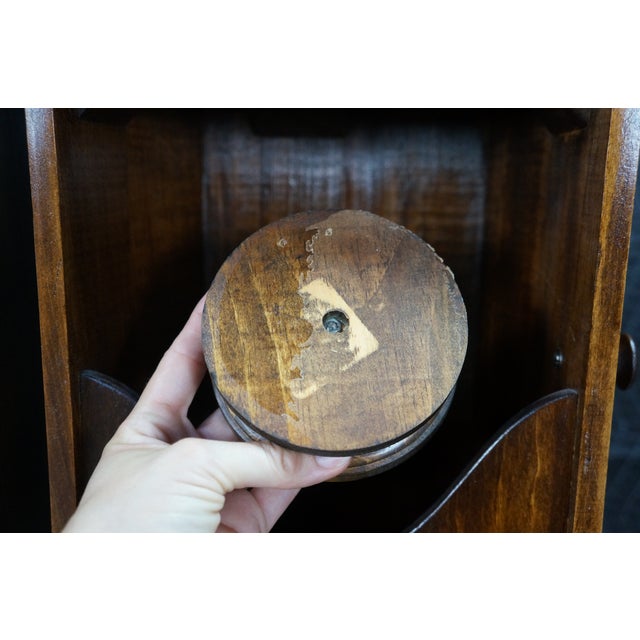 Brown Antique Martha Washington Walnut Spool Sewing Cabinet Chest Side Table Stand For Sale - Image 8 of 18