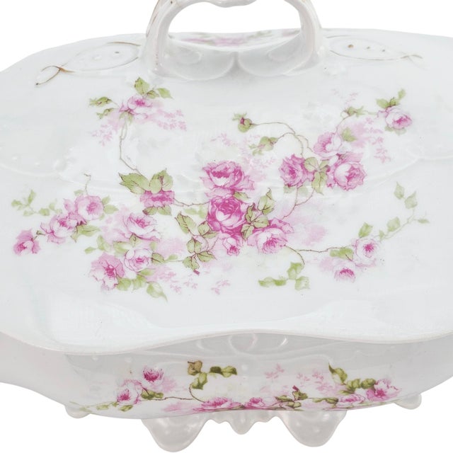 Ceramic Mz Austria Antique Porcelain Rose Tureen, Covered Footed Serving Dish 14.5" For Sale - Image 7 of 17