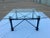 Diego Giacometti 1980s Mid-Century Modern Square Wrought Iron Base Beveled Glass Top Coffee Table For Sale - Image 4 of 13