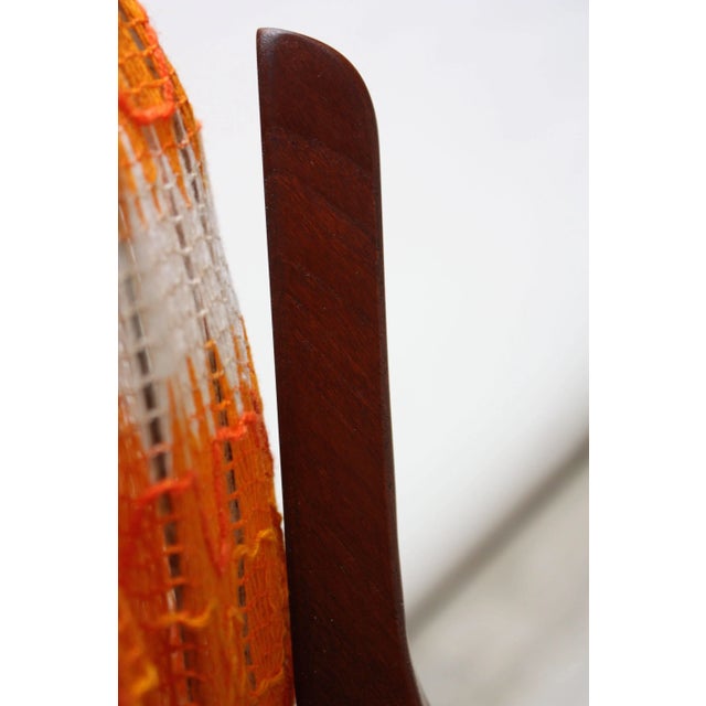 Burnt Orange Danish Crocheted Lamp on Teak Base in Orange For Sale - Image 8 of 11