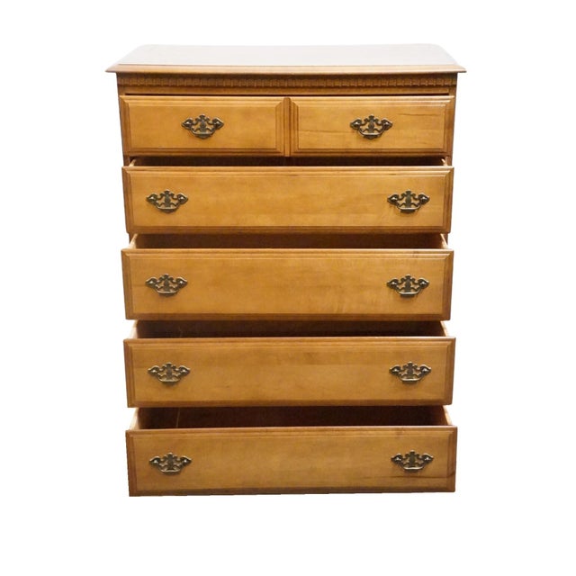 Late 20th Century Bassett Furniture Solid Hard Rock Maple Colonial Early American 36" Chest of Drawers 229-01-251 For Sale - Image 5 of 14